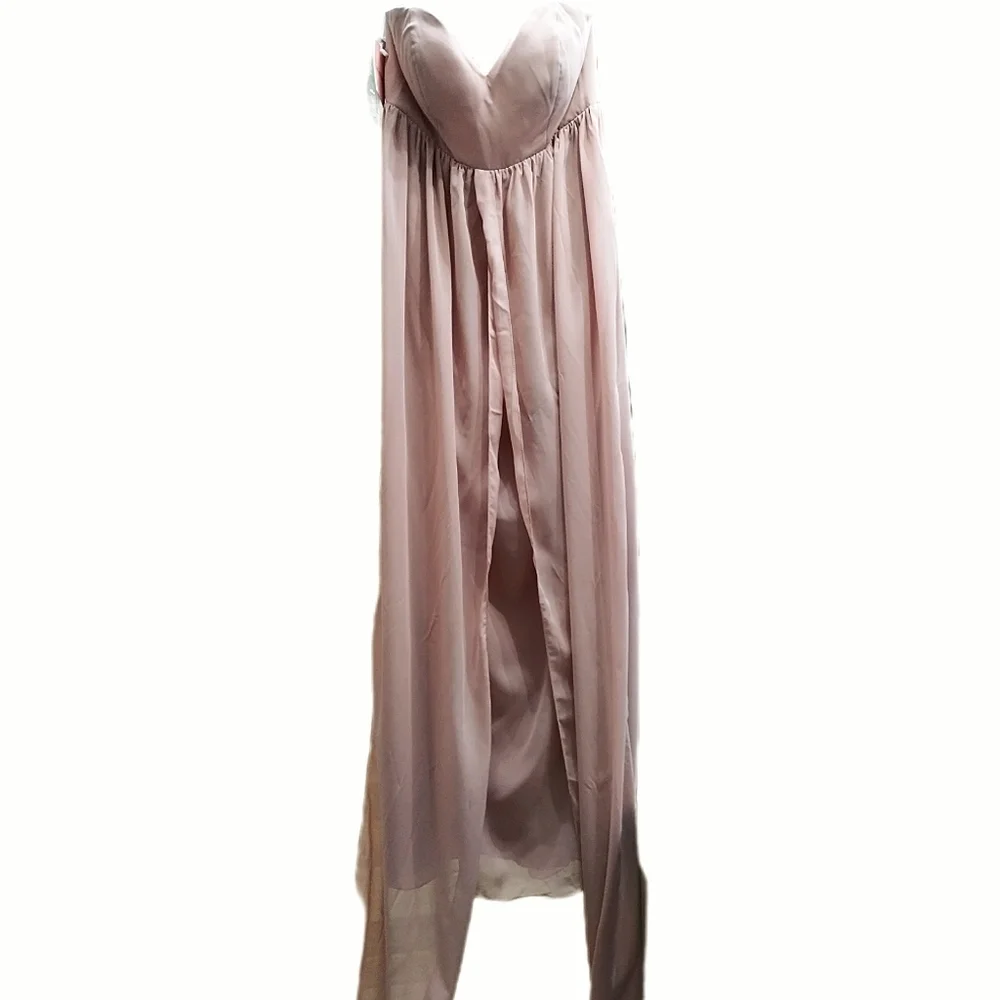 J.J's House 293496 Dusty Rose Chiffon Bridesmaid Dress - Picture 2 of 11